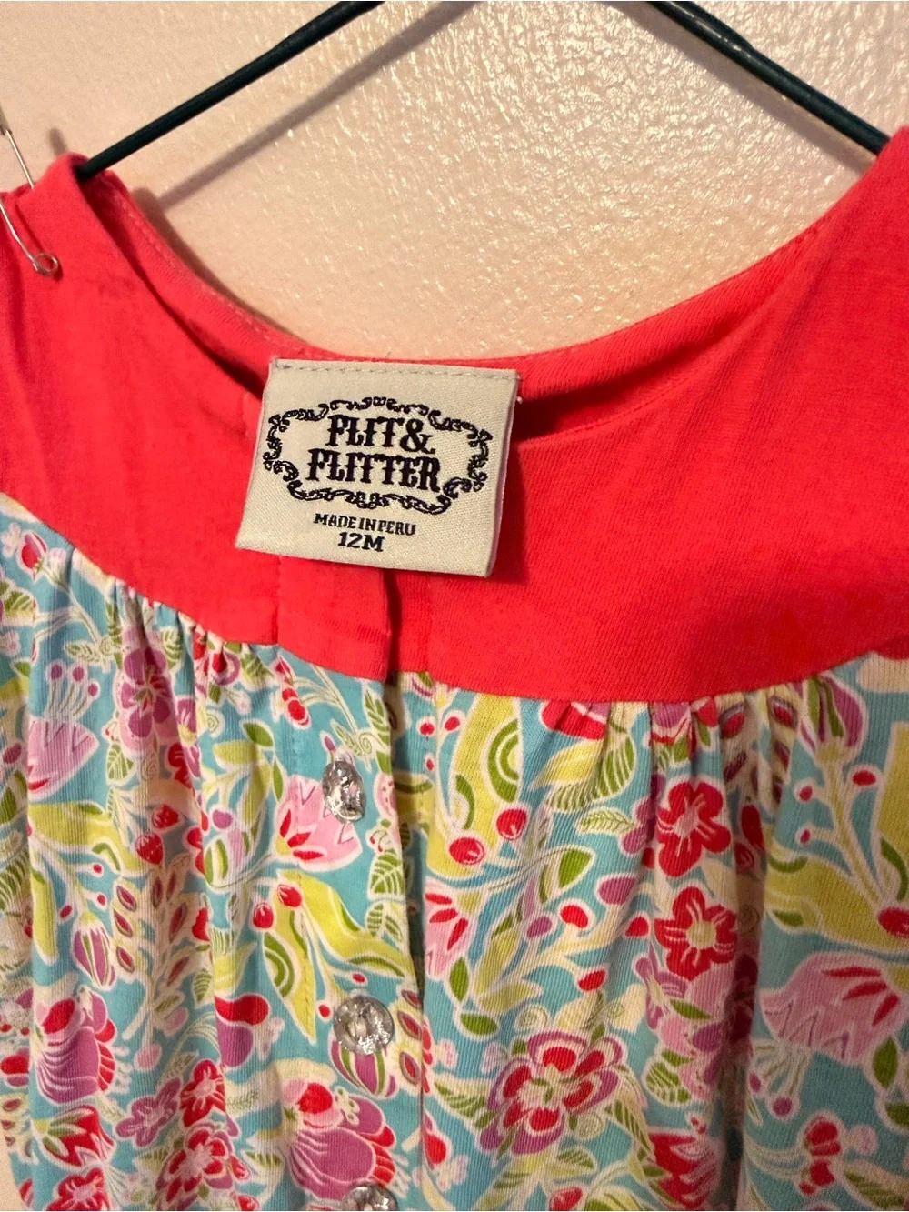 Flit & Flitter Girls 12M Floral Ruffle Romper Made in Peru Boutique Baby Outfit